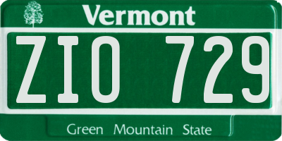 VT license plate ZIO729