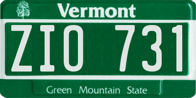 VT license plate ZIO731