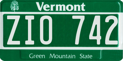 VT license plate ZIO742