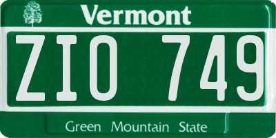 VT license plate ZIO749