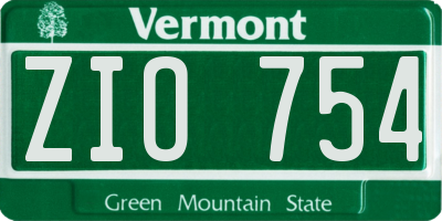 VT license plate ZIO754