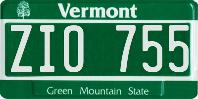 VT license plate ZIO755