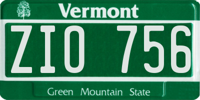 VT license plate ZIO756
