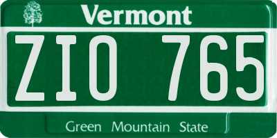 VT license plate ZIO765