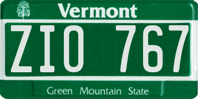VT license plate ZIO767