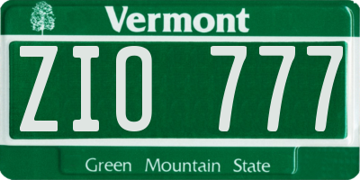 VT license plate ZIO777