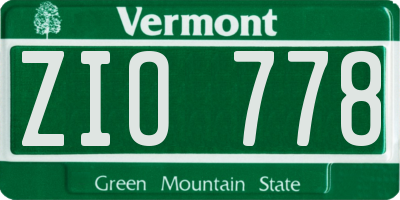 VT license plate ZIO778