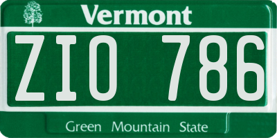 VT license plate ZIO786