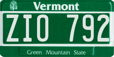 VT license plate ZIO792