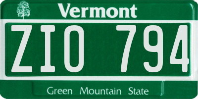 VT license plate ZIO794