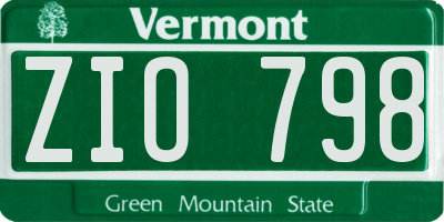 VT license plate ZIO798