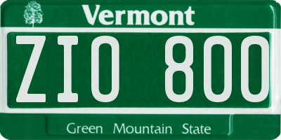 VT license plate ZIO800