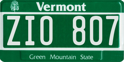 VT license plate ZIO807