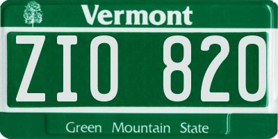 VT license plate ZIO820