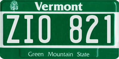 VT license plate ZIO821