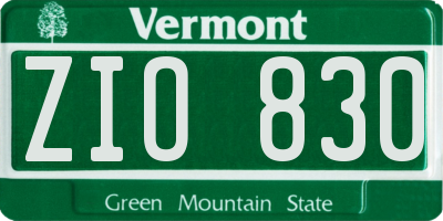 VT license plate ZIO830