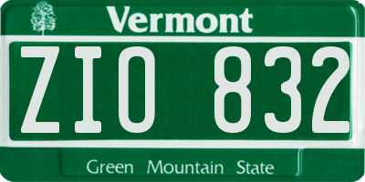 VT license plate ZIO832