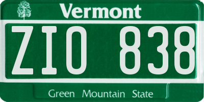 VT license plate ZIO838