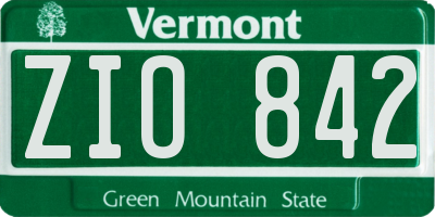 VT license plate ZIO842