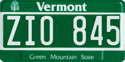 VT license plate ZIO845