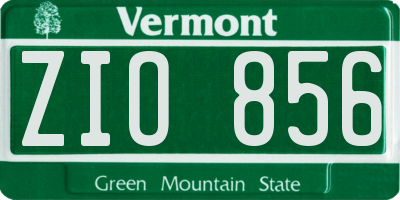 VT license plate ZIO856