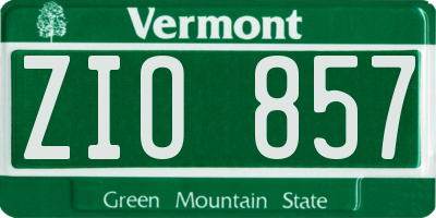 VT license plate ZIO857
