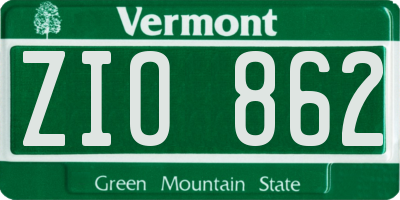 VT license plate ZIO862
