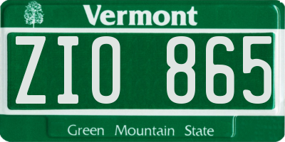 VT license plate ZIO865