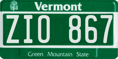 VT license plate ZIO867