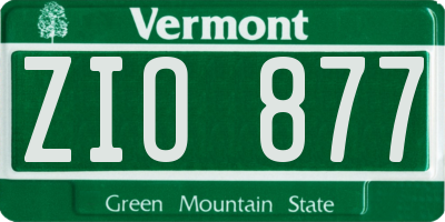 VT license plate ZIO877