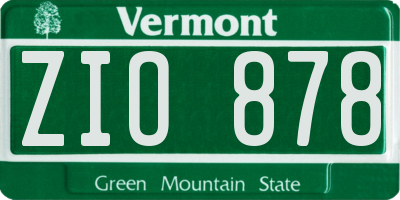 VT license plate ZIO878