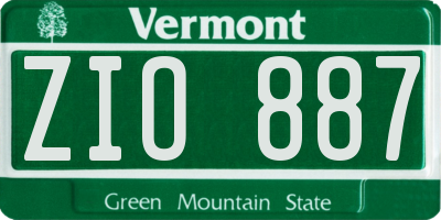 VT license plate ZIO887