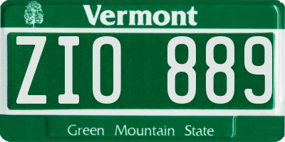 VT license plate ZIO889