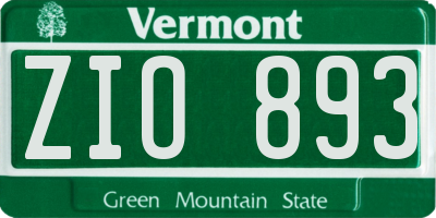 VT license plate ZIO893