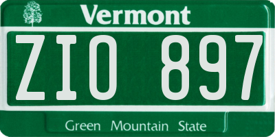VT license plate ZIO897