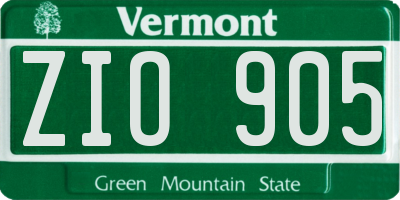VT license plate ZIO905