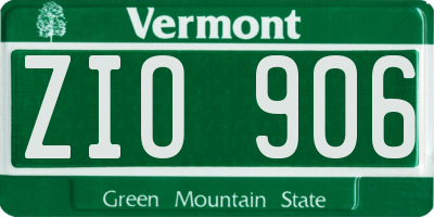 VT license plate ZIO906