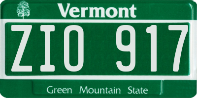 VT license plate ZIO917