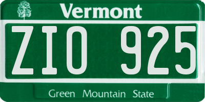 VT license plate ZIO925