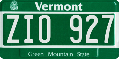 VT license plate ZIO927