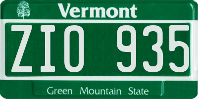 VT license plate ZIO935