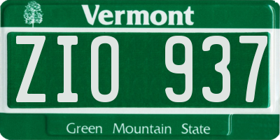 VT license plate ZIO937