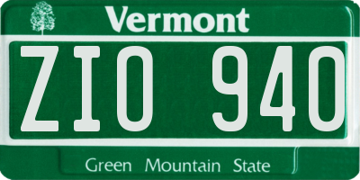 VT license plate ZIO940