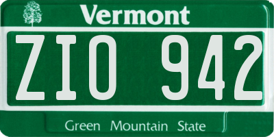 VT license plate ZIO942