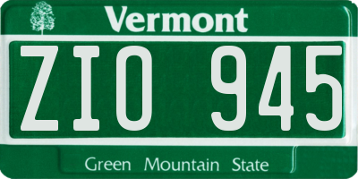 VT license plate ZIO945