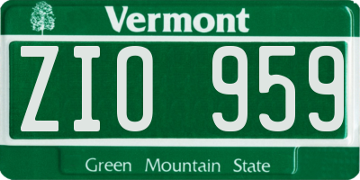 VT license plate ZIO959