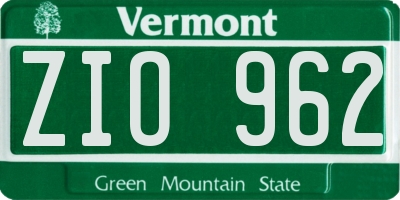VT license plate ZIO962