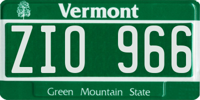 VT license plate ZIO966