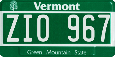 VT license plate ZIO967
