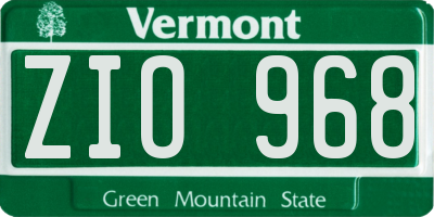 VT license plate ZIO968